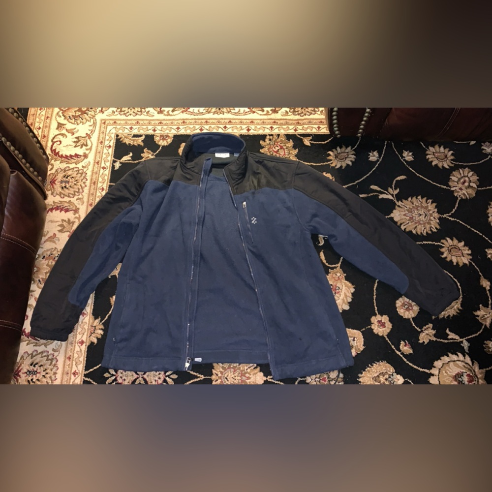 Izod Jacket Men's Large Blue Full Zip Performance Outdoor Sportswear Sweatshirt